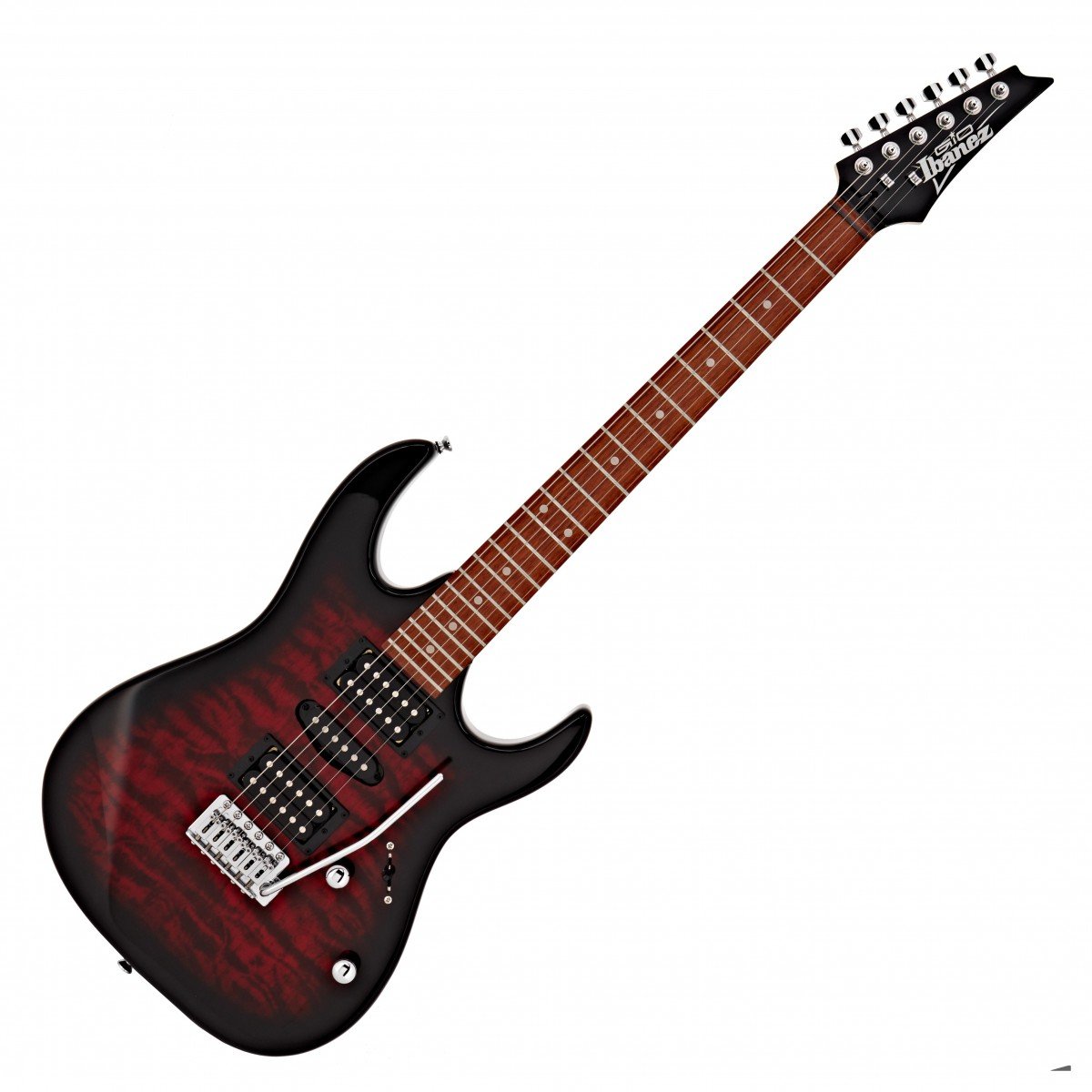 Guitare électrique Ibanez GRX70QA GIO Transparent Red Burst pour débutant 2025